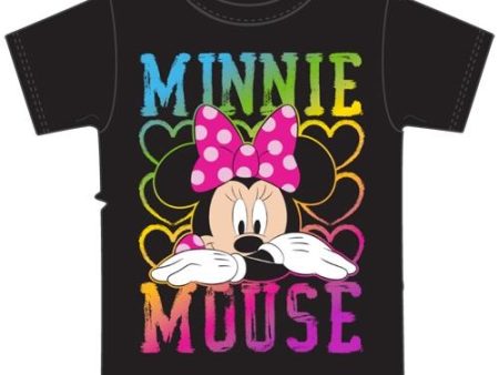 Youth Girls TShirt Rainbow Minnie Mouse Black Medium Cheap